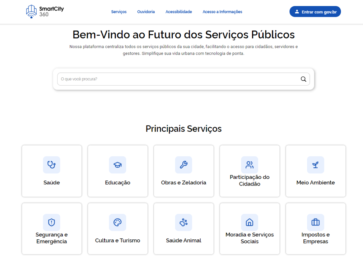 Portal do Cidadão do SmartCity 360°: busca de serviços e os principais serviços públicos num só lugar